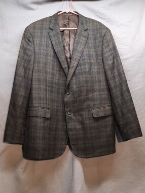 Men's Gray Plaid Sport Coat Blazer